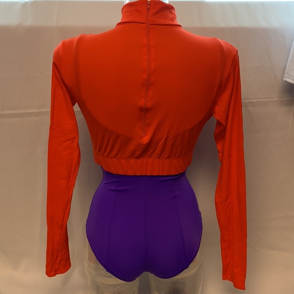 Varsity Cheer Nylon Body Liner Crop Top L New Orange - Picture 2 of 8